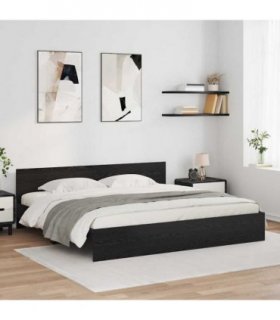 vidaXL Bed Frame with Headboard Black Oak 200 x 200 cm Engineered Wood