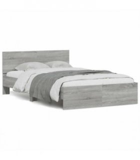 vidaXL Bed Frame | Grey Sonoma | Engineered wood | Double | Adjustable Armrests — Size: 135 x 190 cm