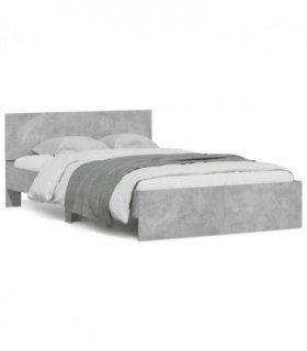 vidaXL Bed Frame | Concrete grey | Engineered wood and plywood slats | Double — Size: 135 x 190 cm