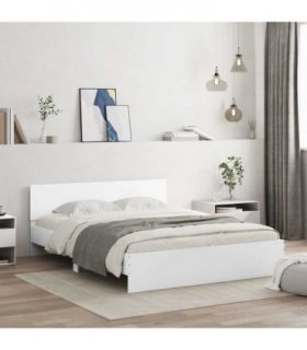 vidaXL Bed Frame | White | Engineered Wood, Plywood | King Size | Modern — Size: 150 x 200 cm