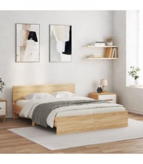 vidaXL Bed Frame | Sonoma oak | Engineered wood, plywood | 160x200 cm — Size: 160 x 200 cm
