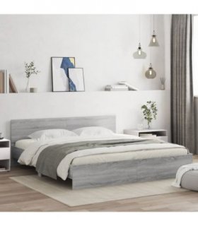 vidaXL Bed Frame | Grey Sonoma | Engineered wood, Plywood | Super King — Size: 180 x 200 cm
