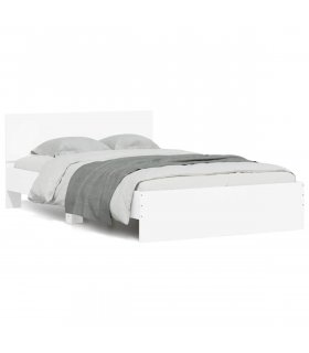 vidaXL Bed Frame with Headboard and LED White 120x190 cm Small Double — Size: 120 x 190 cm