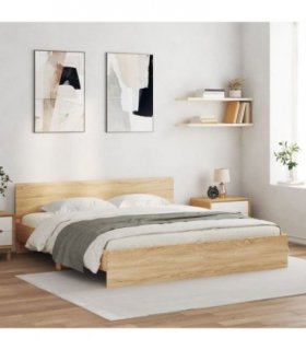 vidaXL Bed Frame | Sonoma Oak | Engineered wood and plywood | Double | Bed Frame — Size: 200 x 200 cm