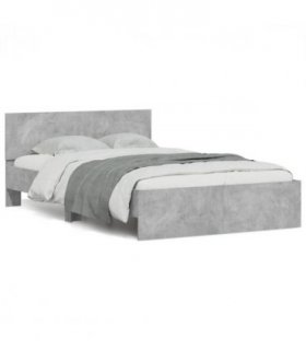 vidaXL Bed Frame with Headboard and LED Concrete Grey 120x190 cm Small Double — Size: 120 x 190 cm