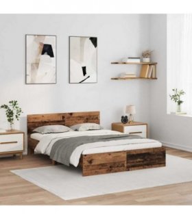 vidaXL Bed Frame with Headboard Old Wood 120 x 200 cm Engineered Wood