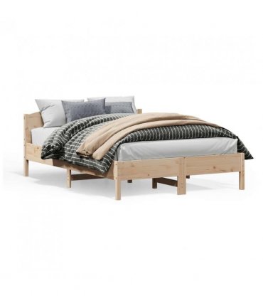 vidaXL Bed Frame | Natural wood | Solid pine wood, Plywood | 160x200 cm — Size: 160 x 200 cm