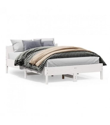 vidaXL Bed Frame | White | Solid pine wood, Plywood | Double | Bed Frame — Size: 160 x 200 cm