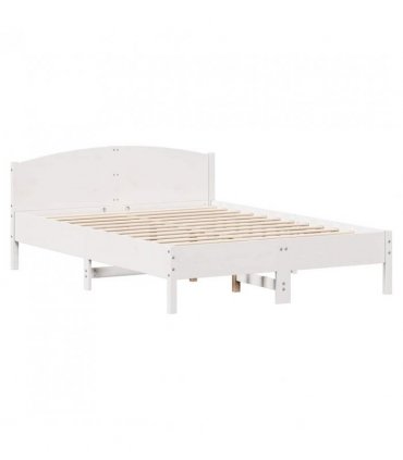 vidaXL Bed Frame | White | Solid pine wood, Plywood | Double | Bed Frame — Size: 160 x 200 cm