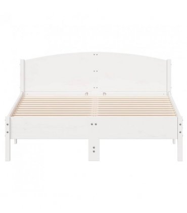 vidaXL Bed Frame | White | Solid pine wood, Plywood | Double | Bed Frame — Size: 160 x 200 cm