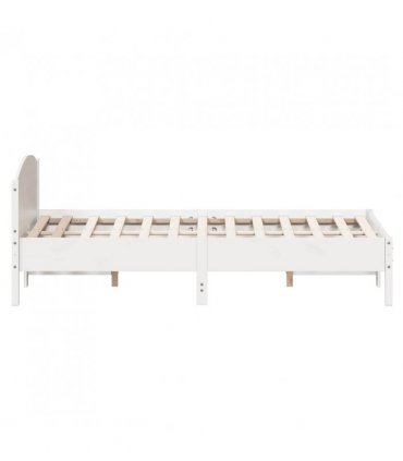 vidaXL Bed Frame | White | Solid pine wood, Plywood | Double | Bed Frame — Size: 160 x 200 cm