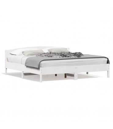 vidaXL Bed Frame | White | Solid pine wood | Super King | Bed Frame — Size: 180 x 200 cm