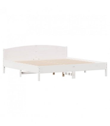 vidaXL Bed Frame | White | Solid pine wood | Super King | Bed Frame — Size: 180 x 200 cm