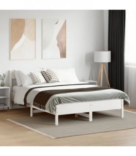 vidaXL Bed Frame without Mattress White 160x200 cm Solid Wood Pine — Size: 160 x 200 cm — V0671976751