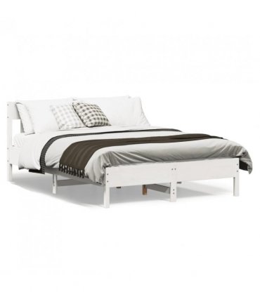 vidaXL Bed Frame without Mattress White 160x200 cm Solid Wood Pine — Size: 160 x 200 cm — V0671976751
