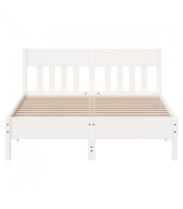vidaXL Bed Frame without Mattress White 160x200 cm Solid Wood Pine — Size: 160 x 200 cm — V0671976751