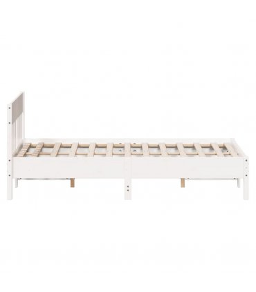 vidaXL Bed Frame without Mattress White 160x200 cm Solid Wood Pine — Size: 160 x 200 cm — V0671976751