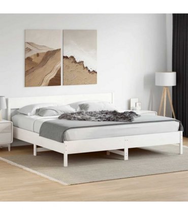 vidaXL Bed Frame without Mattress White 180x200 cm Super King Solid Wood Pine — Size: 180 x 200 cm — V0671976752