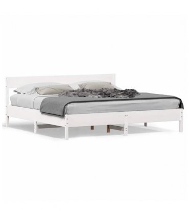 vidaXL Bed Frame without Mattress White 180x200 cm Super King Solid Wood Pine — Size: 180 x 200 cm — V0671976752
