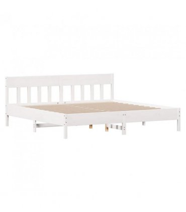 vidaXL Bed Frame without Mattress White 180x200 cm Super King Solid Wood Pine — Size: 180 x 200 cm — V0671976752