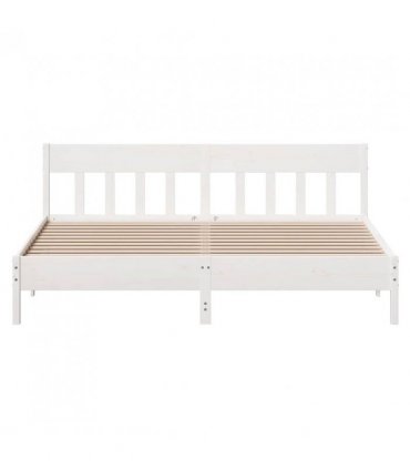 vidaXL Bed Frame without Mattress White 180x200 cm Super King Solid Wood Pine — Size: 180 x 200 cm — V0671976752