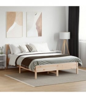 vidaXL Bed Frame without Mattress 160x200 cm Solid Wood Pine — Colour: natural, Size: 160 x 200 cm — V0671976754