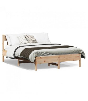 vidaXL Bed Frame without Mattress 160x200 cm Solid Wood Pine — Colour: natural, Size: 160 x 200 cm — V0671976754