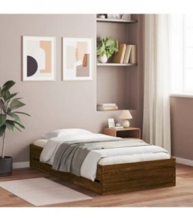 vidaXL Bed Frame with Drawers without Mattress Brown Oak 75x190 cm Small Single — Size: 75 x 190 cm