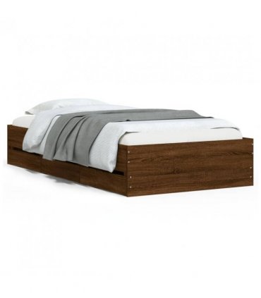 vidaXL Bed Frame with Drawers without Mattress Brown Oak 75x190 cm Small Single — Size: 75 x 190 cm