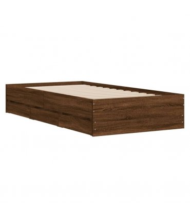 vidaXL Bed Frame with Drawers without Mattress Brown Oak 75x190 cm Small Single — Size: 75 x 190 cm