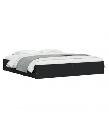 vidaXL Bed Frame with Drawers without Mattress Black 180x200 cm Super King — Size: 180 x 200 cm