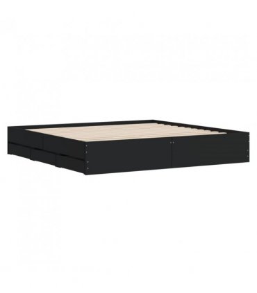 vidaXL Bed Frame with Drawers without Mattress Black 180x200 cm Super King — Size: 180 x 200 cm