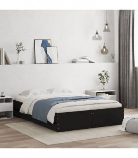 vidaXL Bed Frame with Drawers without Mattress Black 120x190 cm Small Double — Size: 120 x 190 cm