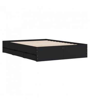 vidaXL Bed Frame with Drawers without Mattress Black 120x190 cm Small Double — Size: 120 x 190 cm