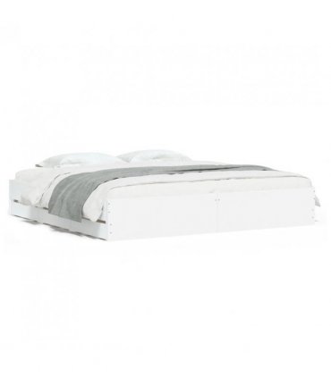 vidaXL Bed Frame with Drawers without Mattress White 160x200 cm — Size: 160 x 200 cm