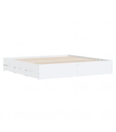 vidaXL Bed Frame with Drawers without Mattress White 160x200 cm — Size: 160 x 200 cm