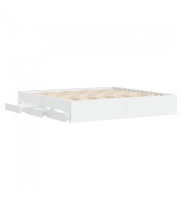 vidaXL Bed Frame with Drawers without Mattress White 160x200 cm — Size: 160 x 200 cm