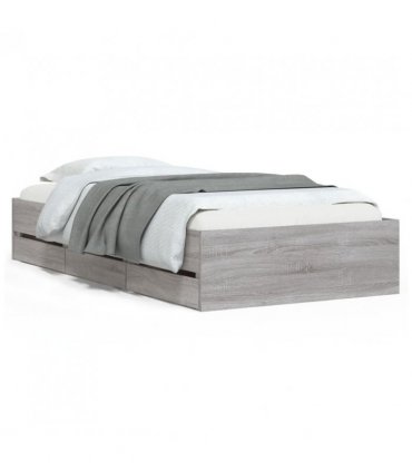 vidaXL Bed Frame with Drawers without Mattress Grey Sonoma 75x190 cm Small Single — Size: 75 x 190 cm