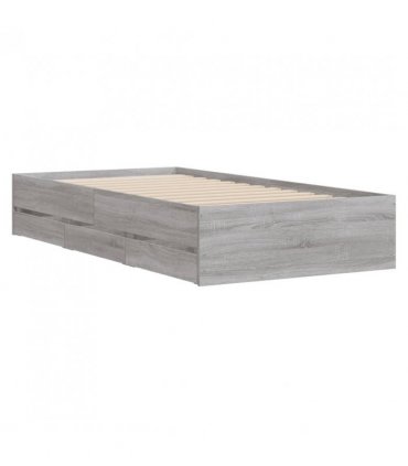vidaXL Bed Frame with Drawers without Mattress Grey Sonoma 75x190 cm Small Single — Size: 75 x 190 cm