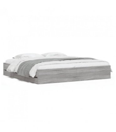 vidaXL Bed Frame with Drawers without Mattress Grey Sonoma 200x200 cm — Size: 200 x 200 cm