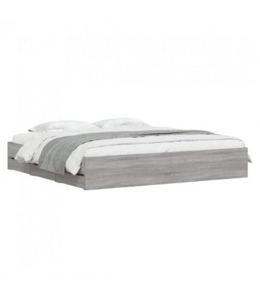 vidaXL Bed Frame with Drawers without Mattress Grey Sonoma 200x200 cm — Size: 200 x 200 cm
