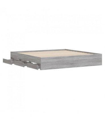 vidaXL Bed Frame with Drawers without Mattress Grey Sonoma 200x200 cm — Size: 200 x 200 cm