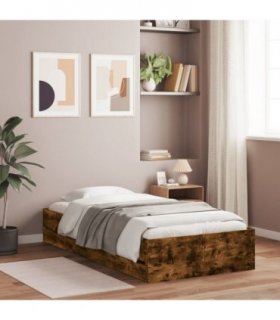 vidaXL Bed Frame with Drawers Smoked Oak 100x200 cm Engineered Wood — Size: 100 x 200 cm