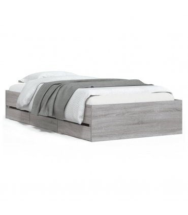 vidaXL Bed Frame with Drawers without Mattress Grey Sonoma 90x200 cm — Size: 90 x 200 cm