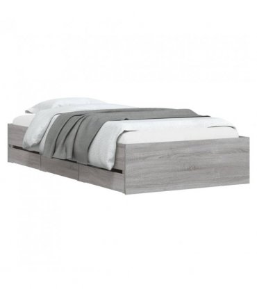 vidaXL Bed Frame with Drawers without Mattress Grey Sonoma 90x200 cm — Size: 90 x 200 cm