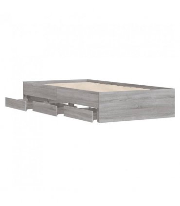 vidaXL Bed Frame with Drawers without Mattress Grey Sonoma 90x200 cm — Size: 90 x 200 cm