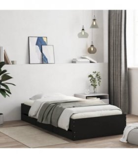 vidaXL Bed Frame with Drawers without Mattress Black 90x200 cm — Size: 90 x 200 cm
