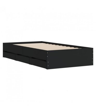 vidaXL Bed Frame with Drawers without Mattress Black 90x200 cm — Size: 90 x 200 cm
