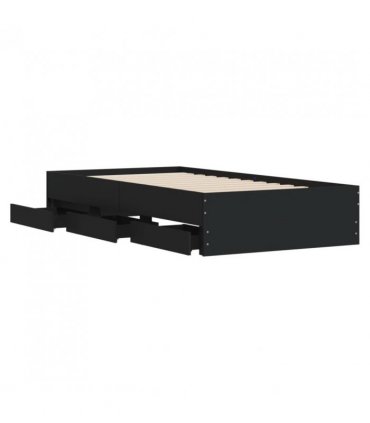 vidaXL Bed Frame with Drawers without Mattress Black 90x200 cm — Size: 90 x 200 cm