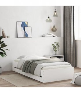 vidaXL Bed Frame with Drawers without Mattress White 75x190 cm Small Single — Size: 75 x 190 cm